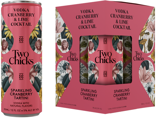 Two Chicks Cranberry and Lime Tartini  (4 Pack)12oz 355 ml